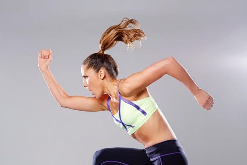 Amanda Byram in mid run