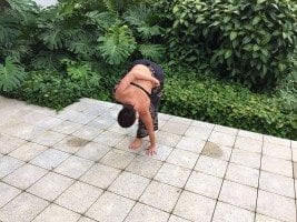 Ardha baddha padma paschimottanasana (half bound lotus pose) 2