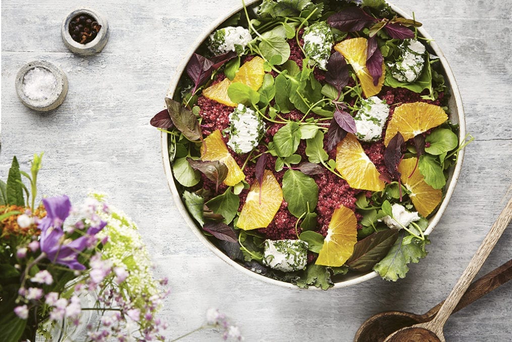 Beetroot Quinoa macadamia ricotta and orange dressing