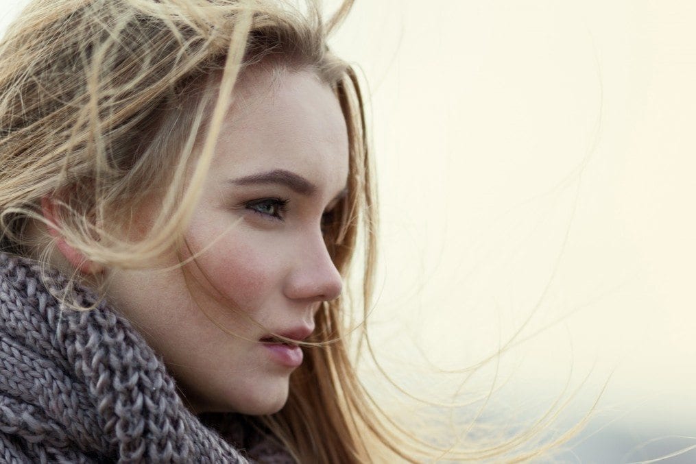 Woman with sensitive skin