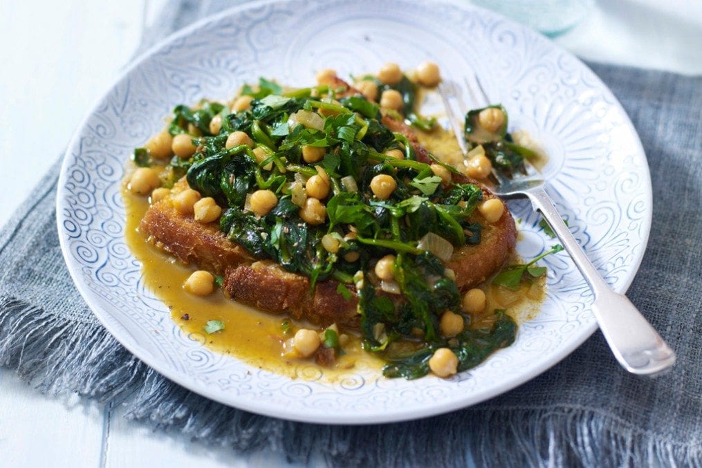 Roasted Chickpeas with Spinach