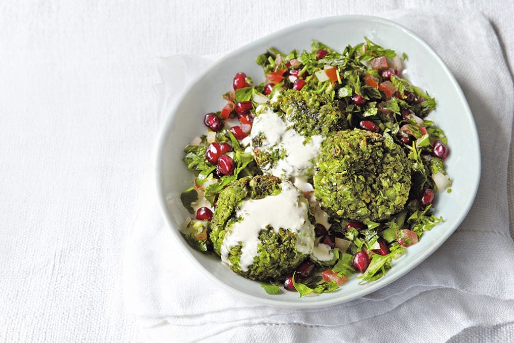 Hemp tabbouleh with pea and mint falafel