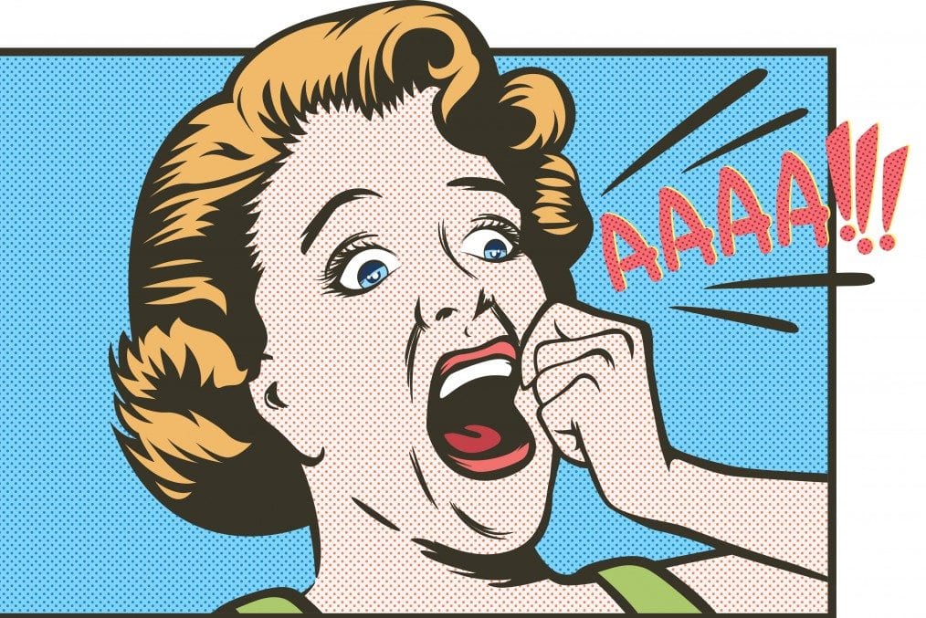 Comic drawing of woman screaming