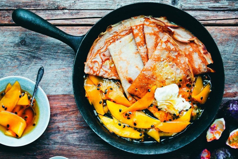Passion mango crepes
