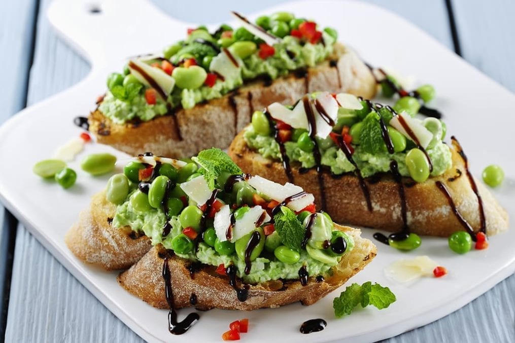 pea and bean bruschetta