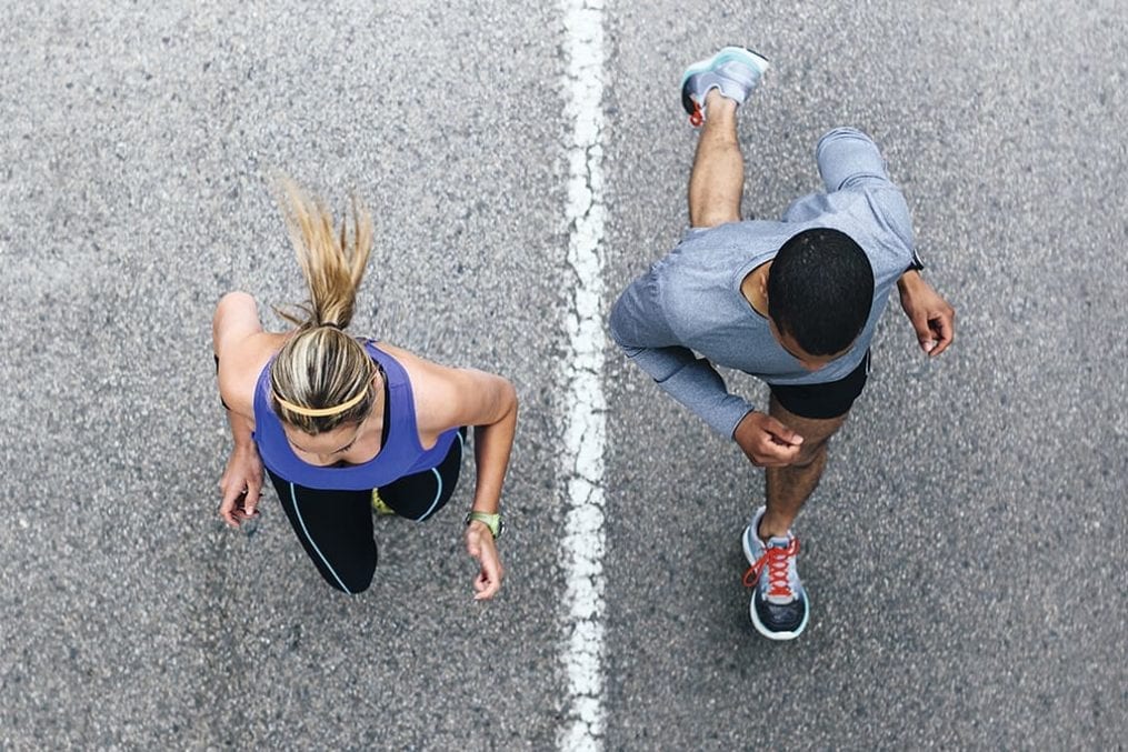 Man and woman jogging