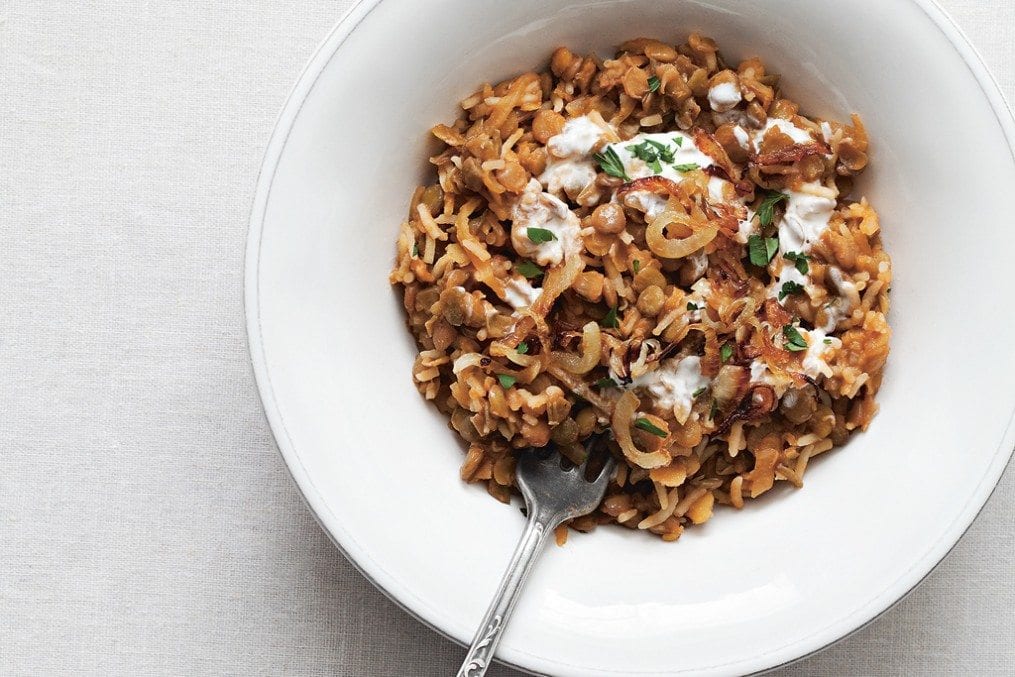 Rice with Lentils and Crispy Onions