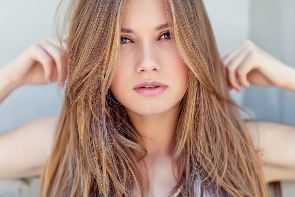 Woman with long, glossy hair